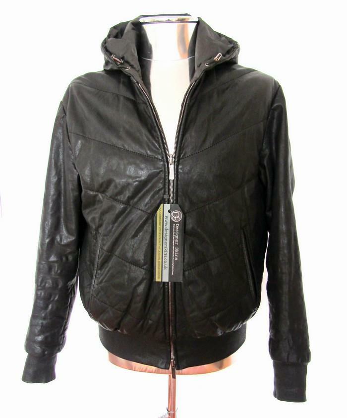 armani leather hooded jacket