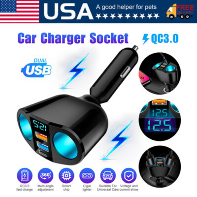 #ad Dual USB Car Cigarette Lighter Socket Splitter Power Adapter Charger Outlet lot $2.95