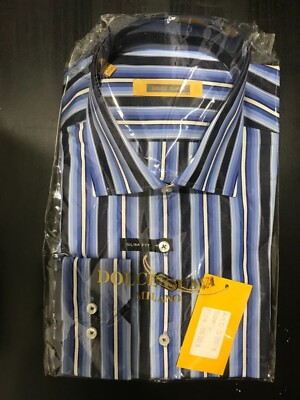 Dolce Guava Milano Slim Fit Mens Long Sleeve Dress Shirt Blue | eBay