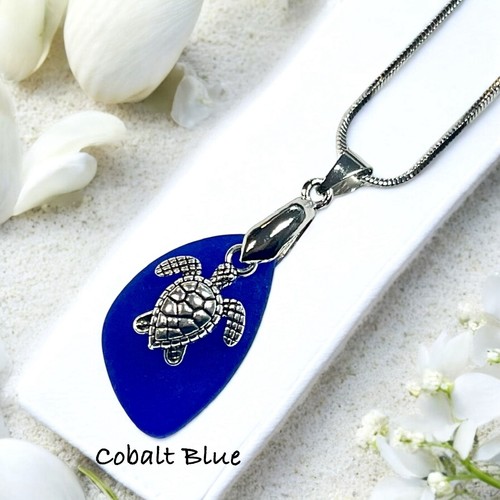 Turtle Necklace, Silver Turtle Necklace, SeaTurtle Jewelry, Sea Glass Necklace - Picture 14 of 19