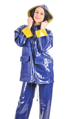 Regenjacke Regenanzug Raincoat Regenhose Impermeable 100%PVC S-4XL blau  gelb