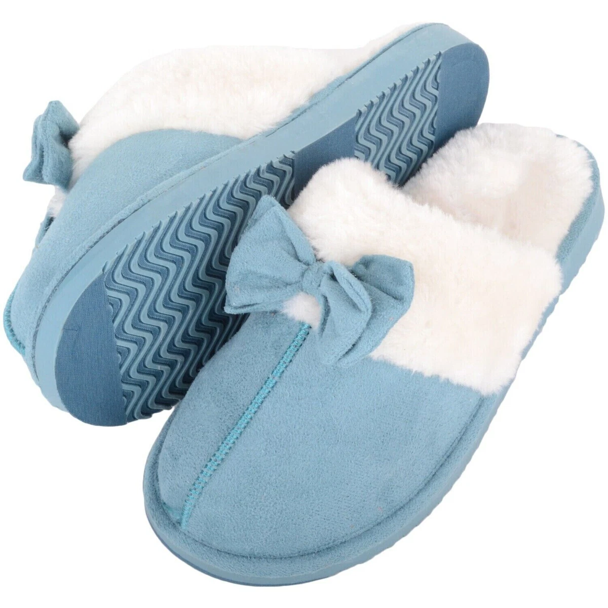JYOTI LADIES SLIPPERS COSY FAUX FUR BLUE SIZE 5 eBay