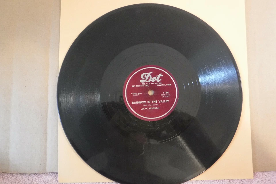 Mac Wiseman, Crazy Blues / Rainbow In The Valley, 1953 Dot 1168 Bluegrass - Image 4 of 4