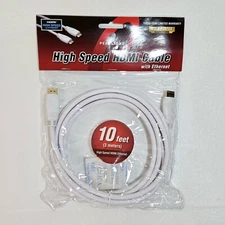 Pearstone High Speed HDMI Cable 10 ft Gold-Plated with Ethernet White