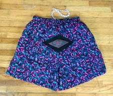 Vtg 80s 90s SURF ODYSSEY swim trunks suit LARGE neon abstract print shorts