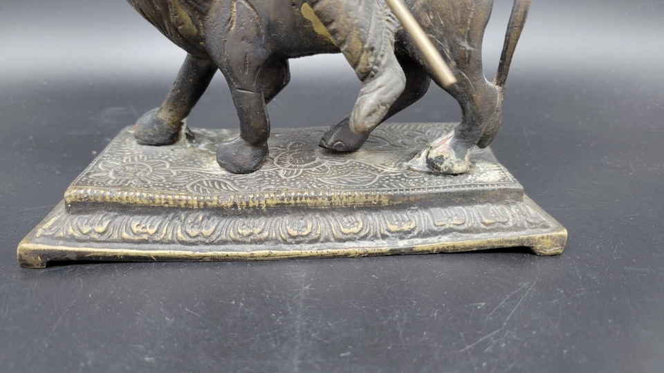 Vintage Indian Bronze statue of Shiva Durga riding on Lion, 6 1/2" tall - Image 4 of 4
