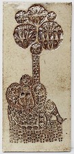 K&uuml;nstlerkachel Keramik glasierte Kachel 1960 / 1970 Handarbeit 36 x 16 cm