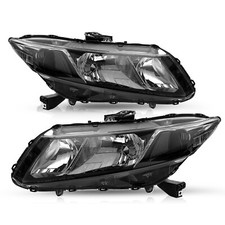 For 2012-2015 Honda Civic Sedan 12-13 Coupe Black Headlights Clear Corner Lamps