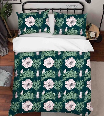3D Leaves Flowers Flora Pattern Quilt Cover Set Bedding Sets Pillowcases Queen 4