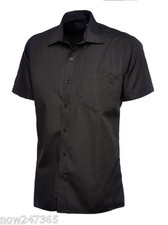 Mens Plain Short Sleeve Shirt Formal Work Casual Collar 14.5 - 19.5 All Sizes
