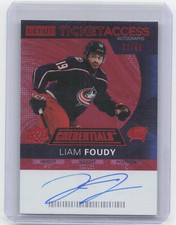 2022-23 UD Credentials #DTAA-LF Liam Foudy Debut Ticket Access Red Auto #/49