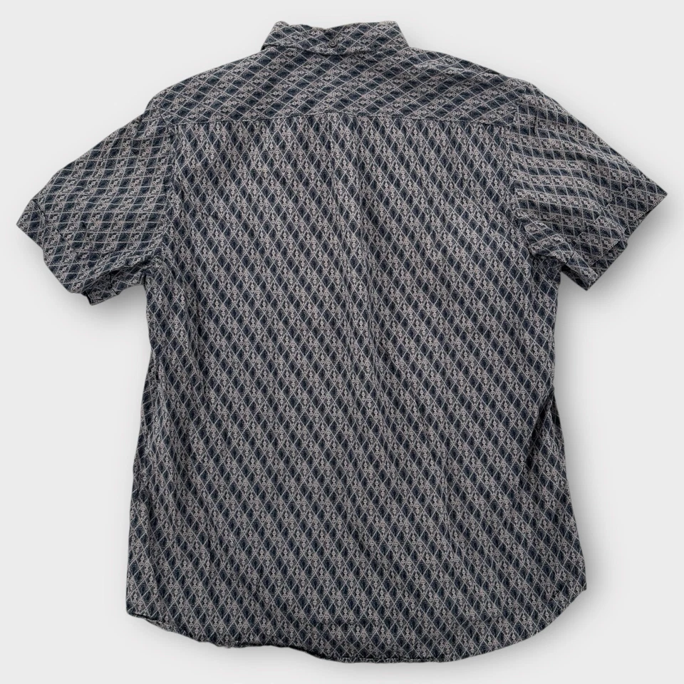 Kennington Shirt Mens XL Button Down Classic Fit Geometric SS Blue Cotton USA - Image 2 of 4