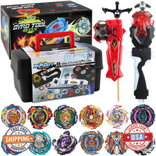 Bey Blade Burst Gyro Set - 12 Spinning Tops & 2 Two-Way Launchers w/ Storage Box