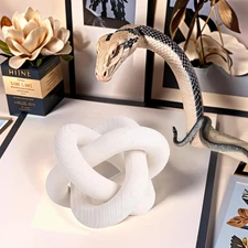 3 Link Hand Carved Wood Knot, Wood Chain Link Decor, Rustic Decorative Object...