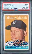 1958 Topps Mickey Mantle Autograph #150 PSA 4 AUTO 8 - Bold Signature HOF NYY