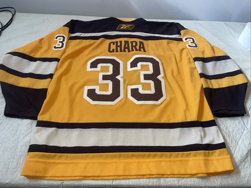 Zdeno Chara Winter Classic 2010 Boston Bruins Jersey Mens 2xl Reebok Yellow Mic