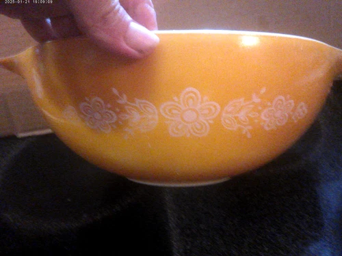 VINTAGE PYREX CINDERELLA NESTING MIXING BOWL BUTTERFLY GOLD LG 4 QUART #444 VGUC