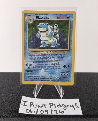 Pokémon TCG Blastoise Base Set Holo Unlimited Rare Card 2/102 1999