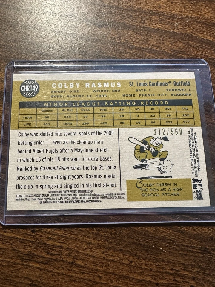 2009 Topps Heritage - Chrome Colby Rasmus #CHR149 Refractor /560 - Image 2 of 2