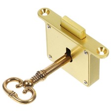 Retro Drawer Lock Antique Brass Cabinet Key Desk File Security 2.36x1.37 Inch