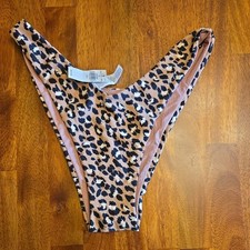 NWT Aerie Leopard Super High Cut Cheekiest Bikini Bottom Women's Size Small