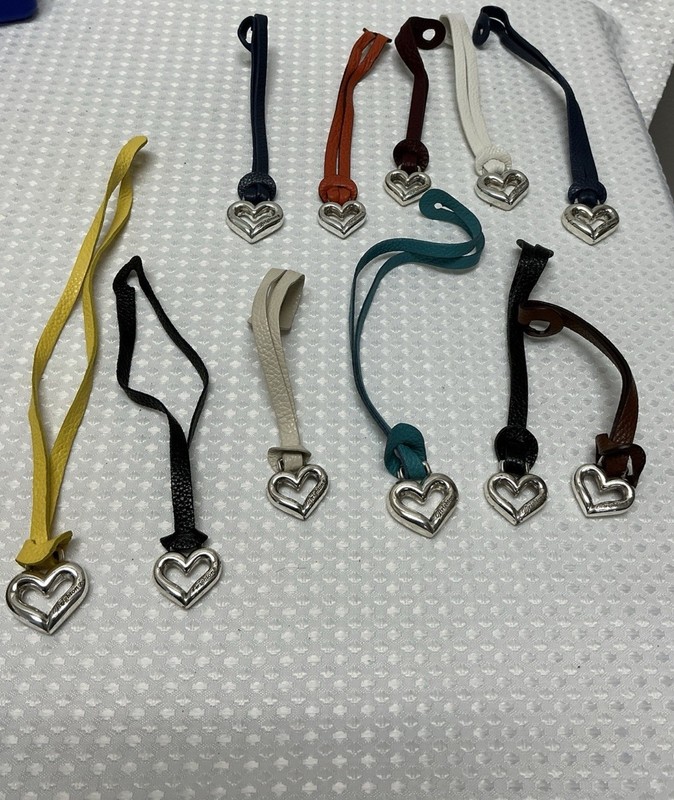 11 Brighton Replacement Leather Strap & Metal Charms Purse Hang tag Keychain Fob