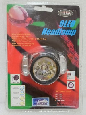 Head Mount Handheld MultiMode 9LED Flash Light Water Resistant Battery Saver