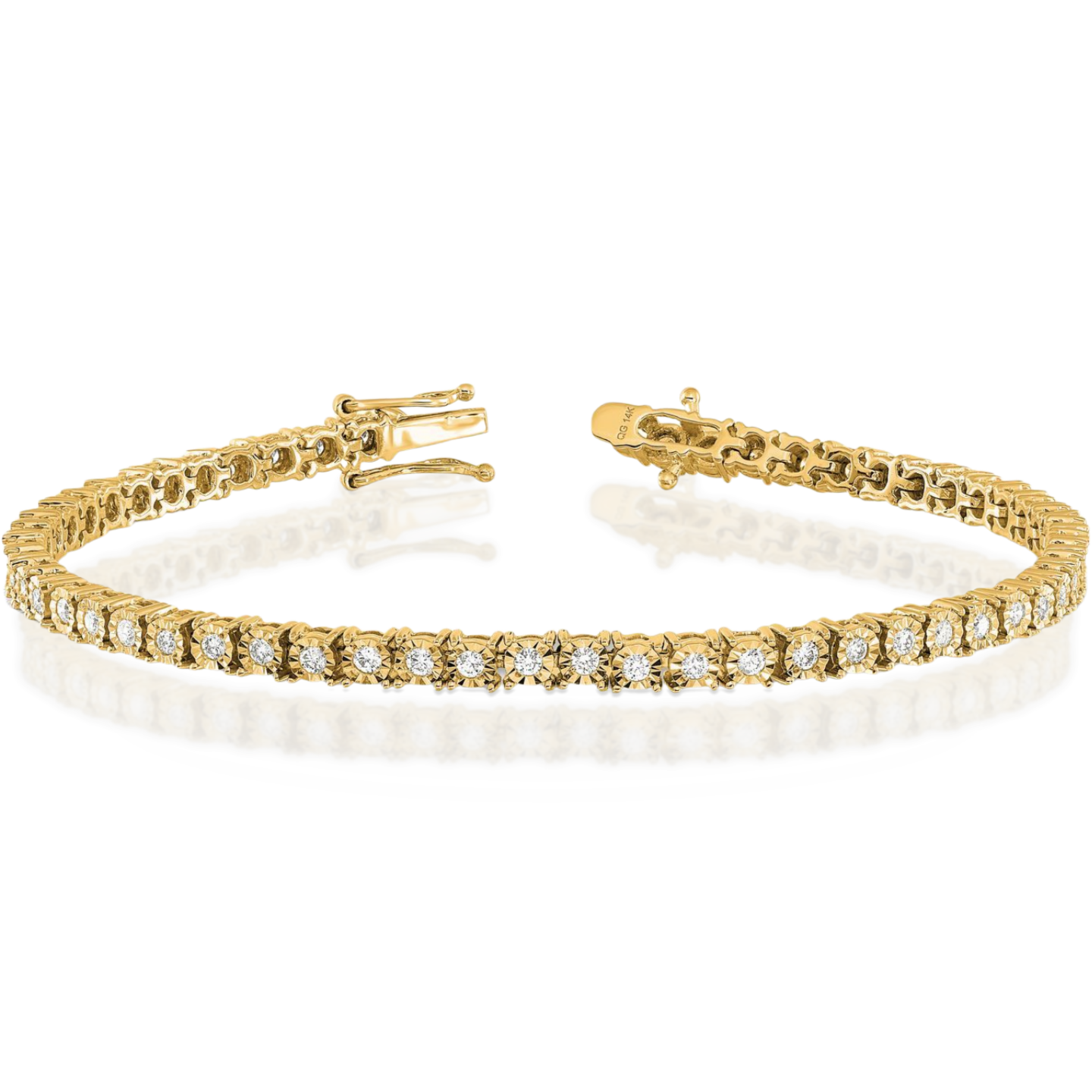 14K Solid Yellow Gold 0.99 ct Diamond Tennis Bracelet 7 inch Round Cut,