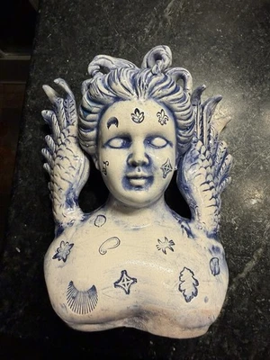 Stacy Lambert face pottery NC Potter /measures 8 Inches High . Perfect - Image 1 of 4