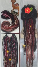Red Brown Dread extensions SE locs DE , HANDMADE festival accent hair wraps set