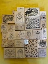 lot 25  New wooden mounted rubber stamps Animals Cute School Kids Nature