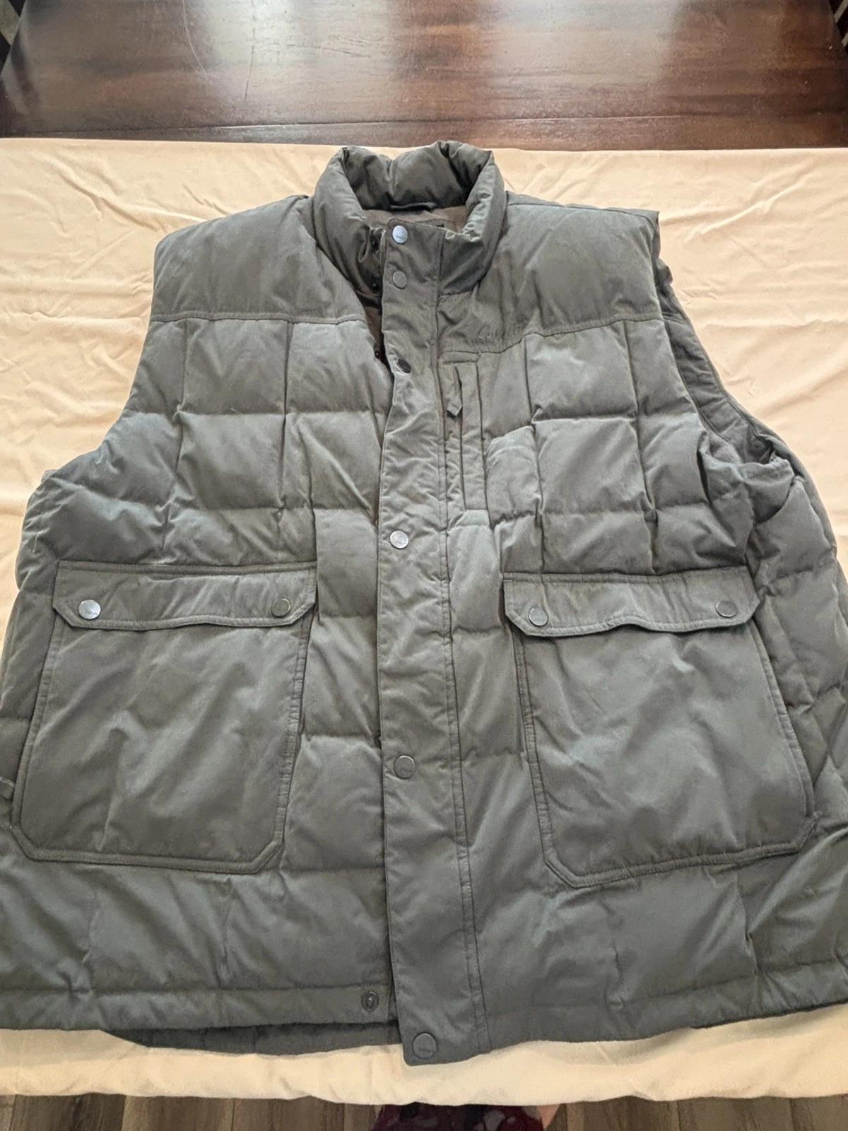 Cabelas Down Vest Mens 3Xl Grey Fleece Lined Premier Outdoor Hunting