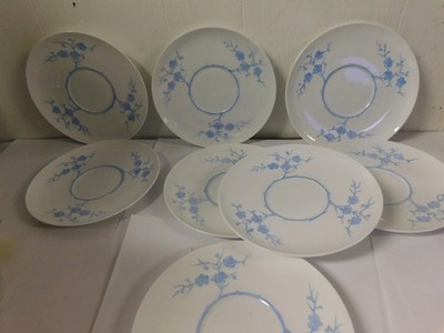 Spode Copeland Blanche de Chine Geisha Lt Blue (8) Saucers for Soup Bowls 7 1/4''