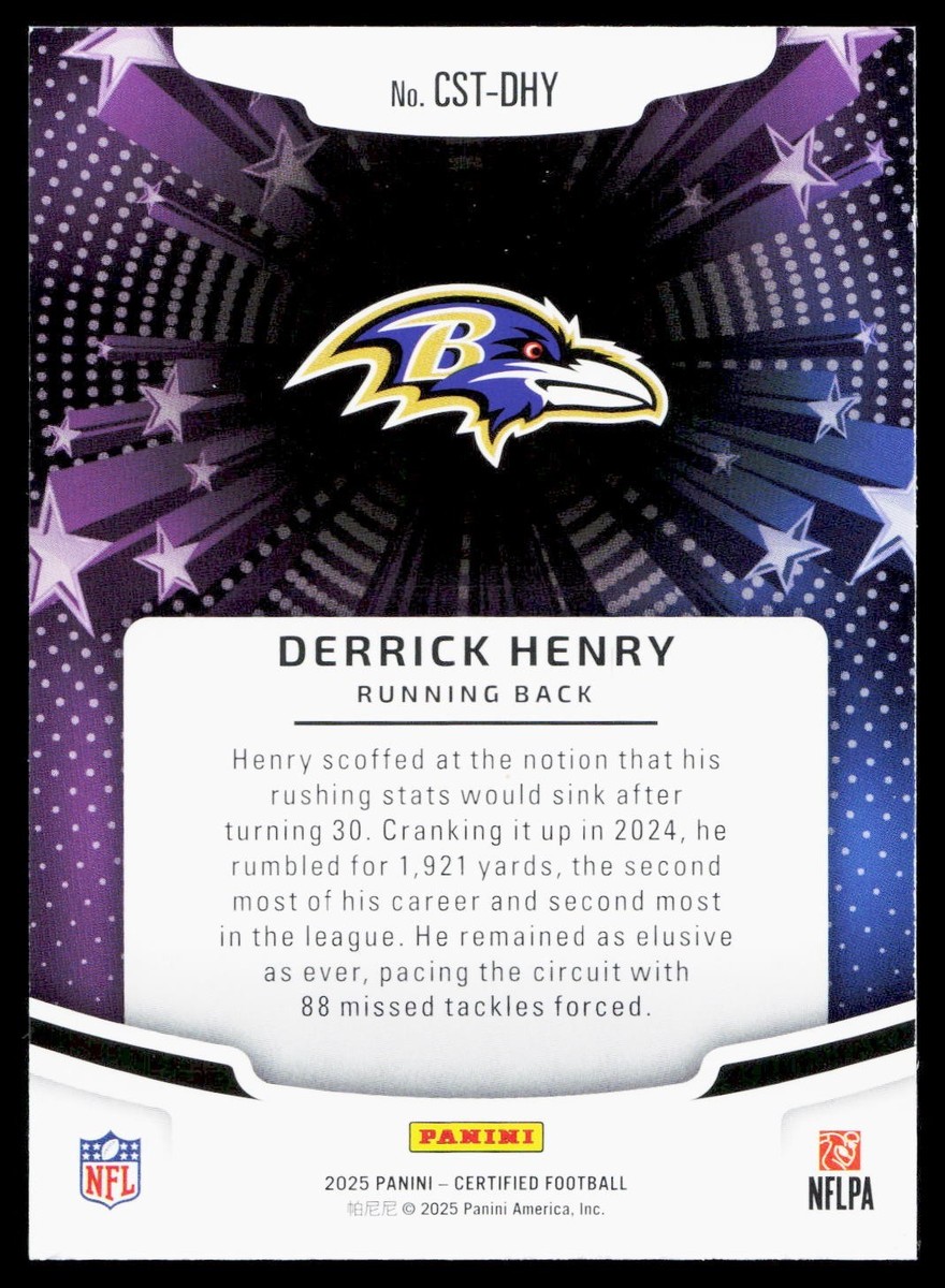 2025 Panini Certified Derrick Henry Certified Stars Blue Mirror