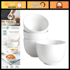 Large 30oz Deep Soup Cereal Bowls Set of 4 - White Ceramic, Dishwasher Oven