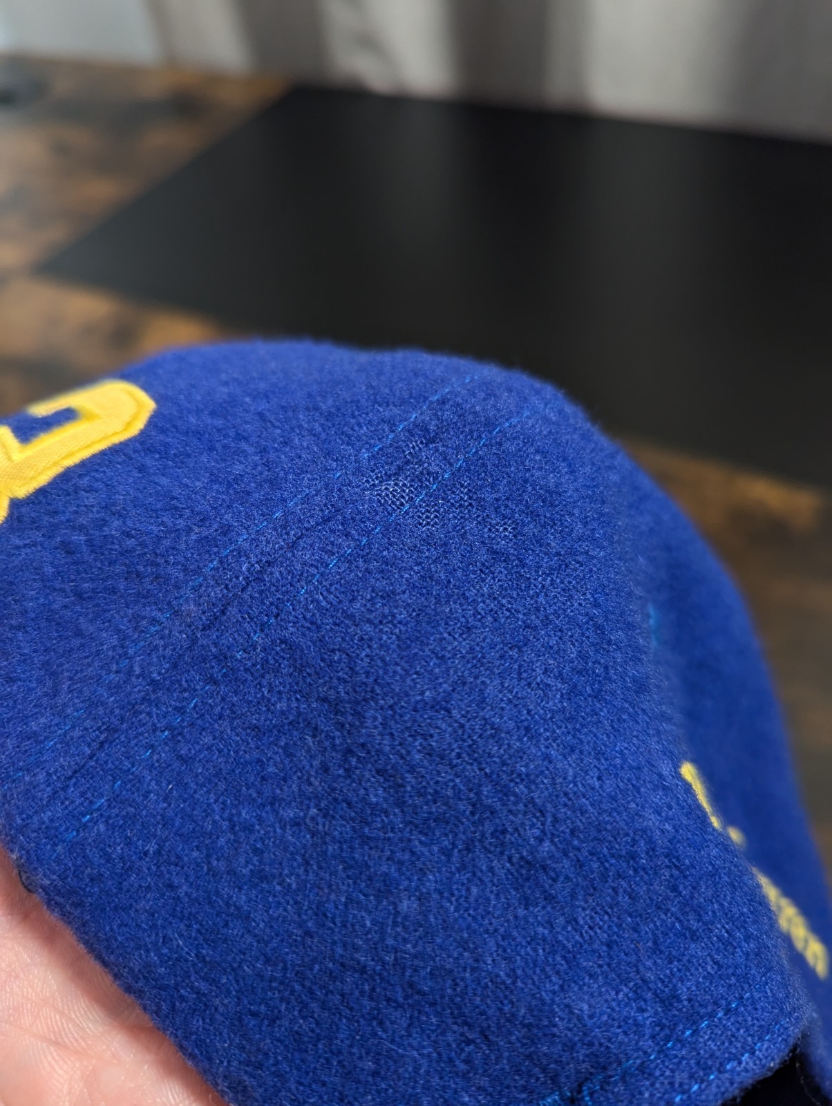 PONY Cappello uomo vintage Polo Ralph Lauren berretto misto lana blu fondo di magazzino taglia unica