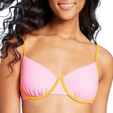NWT Wild Fable Orange  Pink Colorblock Underwire Bikini Top Size Large