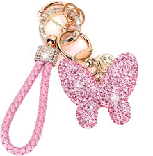 Car Keychain for Women with Rhinestone Heart Shape Bling Girl Cute Keychain for