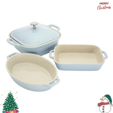 Staub Stoneware 4-pc, Mixed Baking Dish Set, Light blue