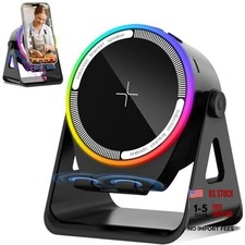 Wireless Induction Speaker, 5-in-1 Bluetooth 5.3 Phone Stand with 360 Black