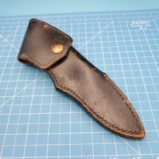VTG Unbranded Fixed Blade Knife Sheath Black Leather Belt Pouch Case 8.5"x 5.75"