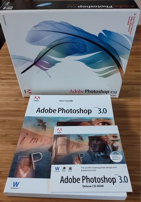 Adobe Photoshop 3.0 and CS2 Upgrade Windows XP CD and Manual