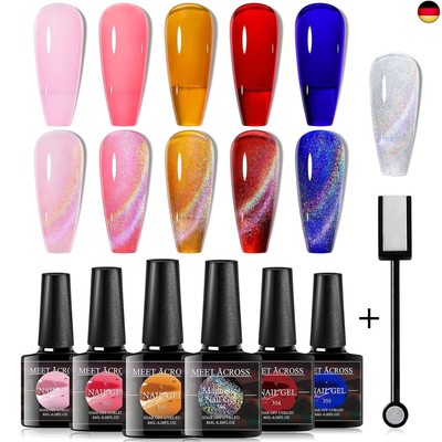 MEET ACROSS Cat Eye UV Gel Nagellack 8ml Regenbogen Cateye UV Gel 9D Cateye