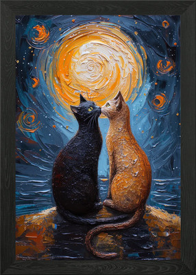 Loving cats Framed Wall Art Poster Canvas Print Picture