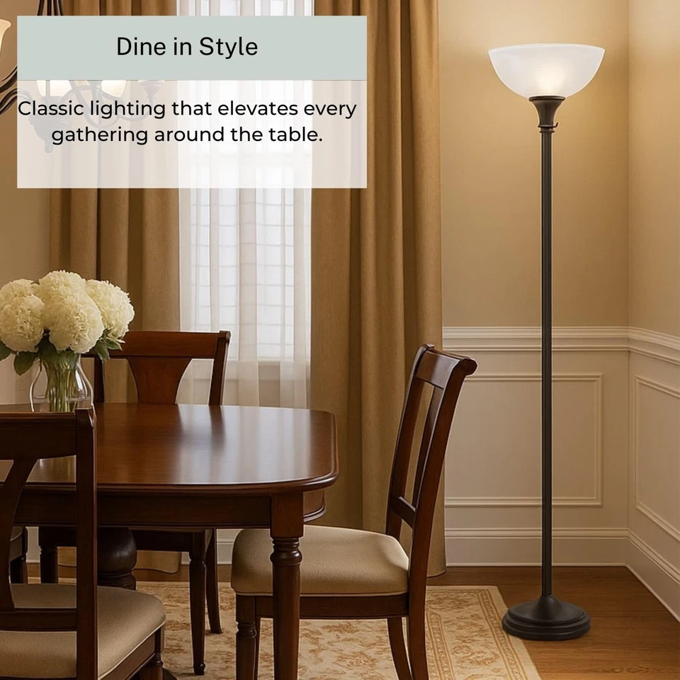 Lámpara de pie de bronce, antorcha de 72"" con pantalla de vidrio, lámpara de pie moderna para Foto 2 de 4