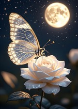 Diamond Art Kits for Adults, 5D Light 12 X 16 Inches, Flowers Butterfly Moon