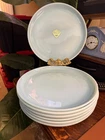 Vintage Fire King Turquoise Blue Heat Proof Anchor Glass  (6) Dinner Plates 10"