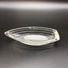 Vintage Sailboat Canoe Ashtray Clear Glass Made in USA Pat D124322 