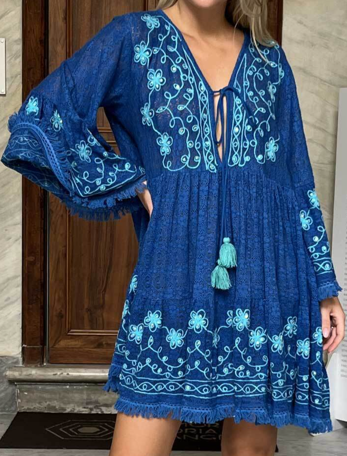 ワンピースLサイズ ANTICA SARTORIA 2023 BLUE & AQUA LACE TOP/DRESS NWT ONE SIZE | eBay