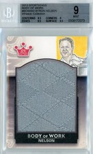 2013 SPORTKINGS BODY OF WORK - BYRON NELSON SWEATER RELIC + ON-CARD ART! - BGS 9